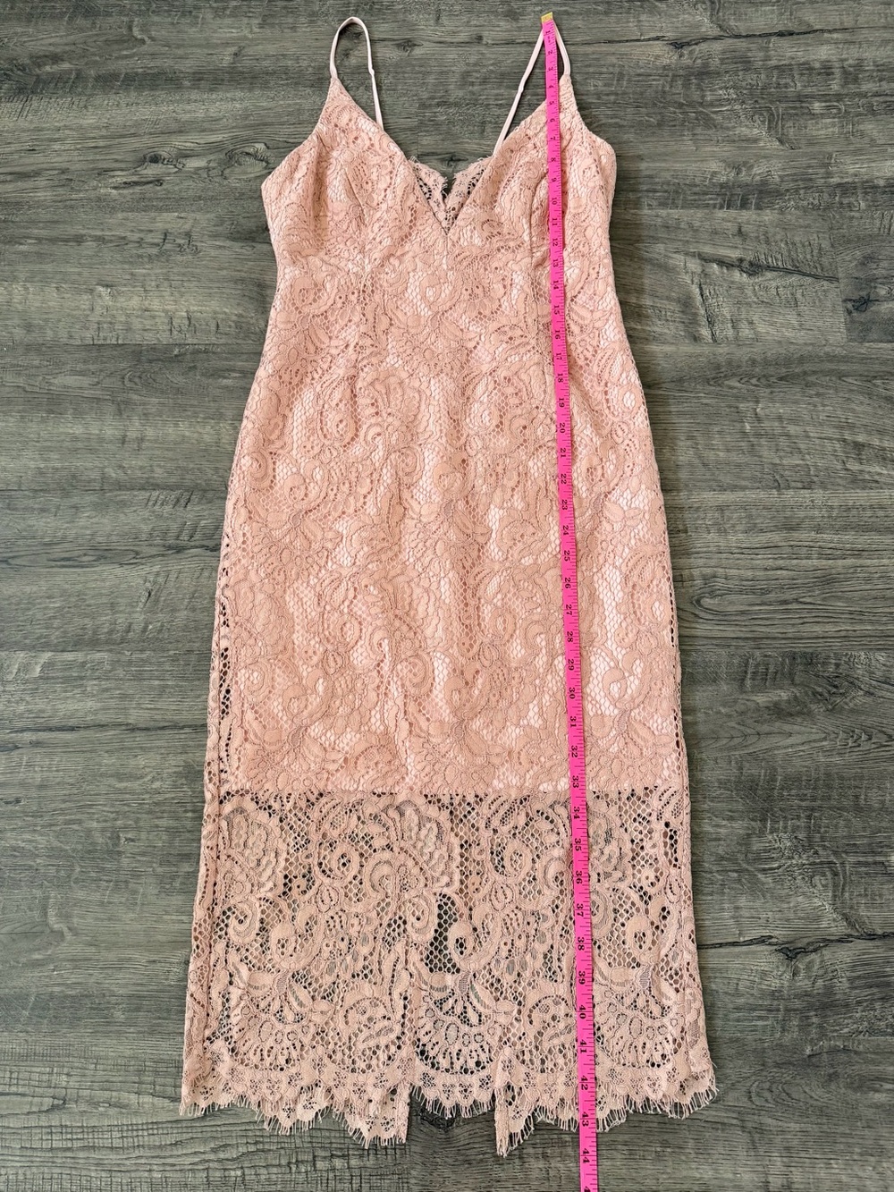 Bardot Gia Lace Midi Dress Blush Pink Wedding Guest Pencil NWT 6 - Picture 14 of 14